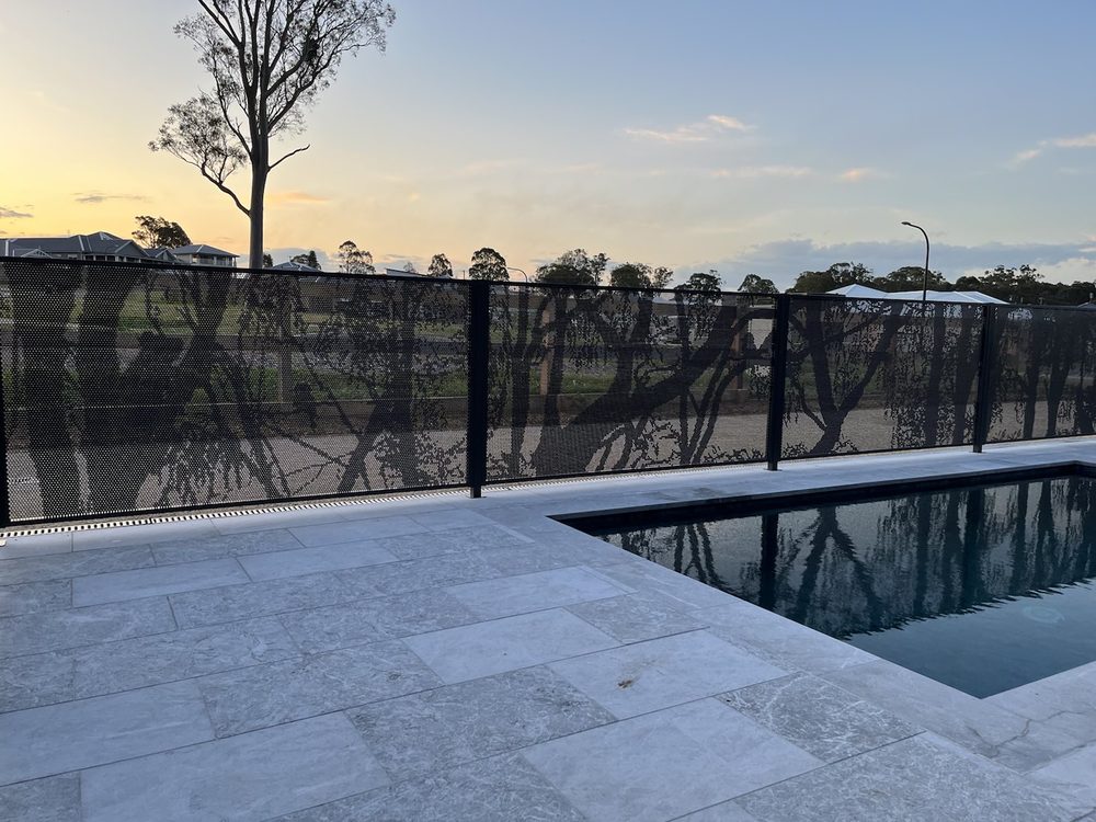 Australiana design perforated pool fence detail in Textured Black, Newcastle