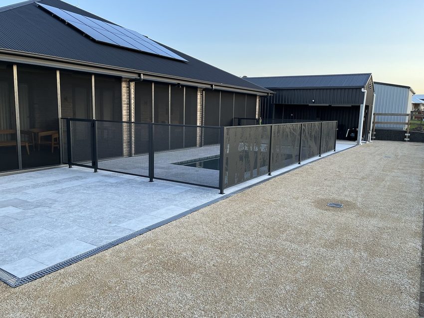 Australiana design pool fence panel in Textured Black, Hunter region