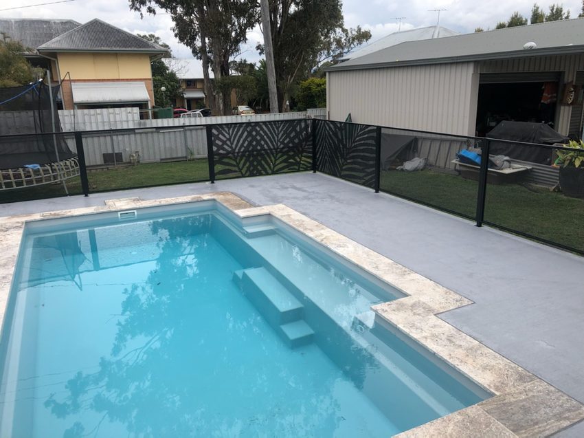 Palmy Perf design pool fencing in Textured Black, Newcastle